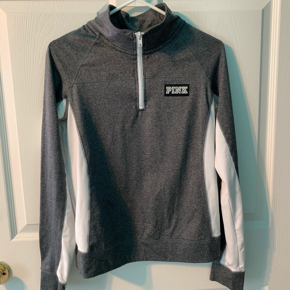 PINK white grey half zip